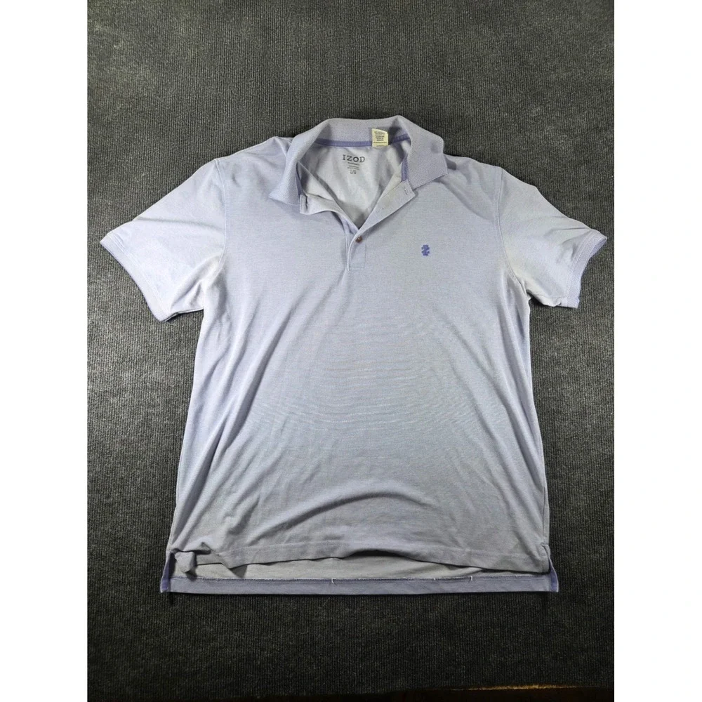 IZOD Performance Mens Short Sleeve Pique Polo Shirt Light Blue Large - Picture 1 of 6